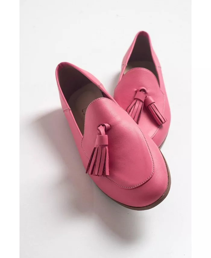 Мягкие кожаные лоферы Mona с кисточками Forever & Always Shoes, розовый — фото 2