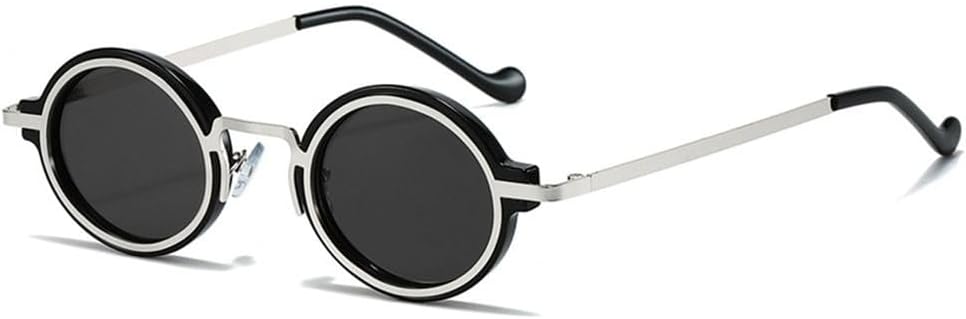 

Винтажные солнцезащитные очки в металлической оправе, маленькие круглые, с защитой от УФ-излучения UV400, в стиле Y2K, для вождения, панк-стиль, для женщин и мужчин KTUCN, Black Silver-black