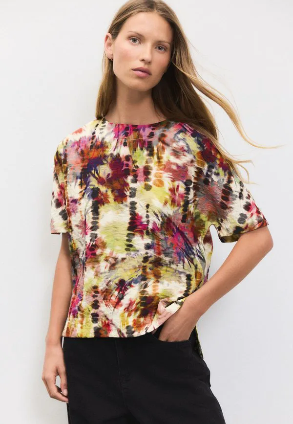 Блузка прямого кроя с текстурированной поверхностью Next, Multicoloured Tie Dye Print