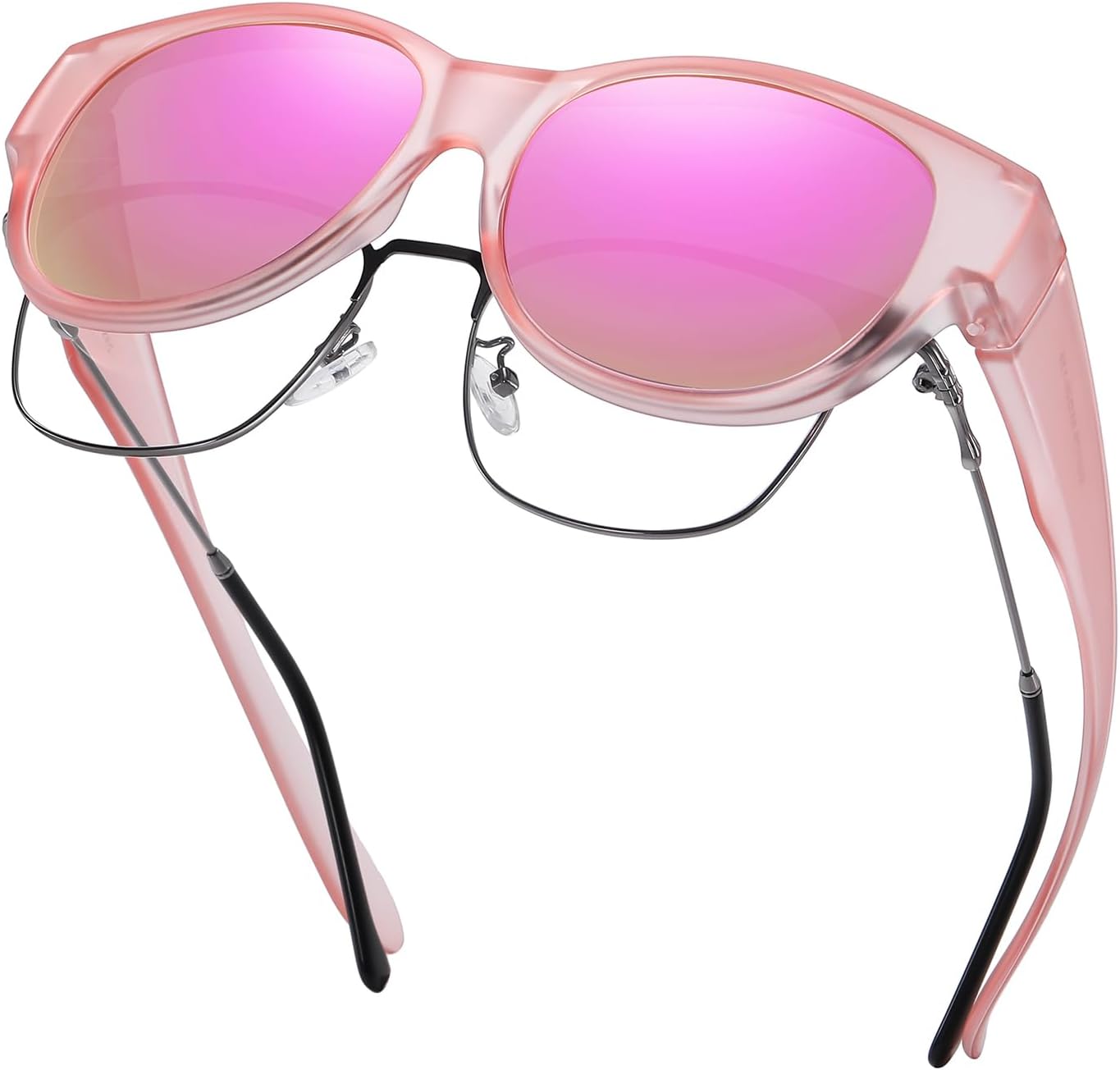 

Солнцезащитные очки GEGURI Fit Over Glasses с поляризацией, для женщин и мужчин, стильный дизайн «кошачий глаз», 100% защита от УФ-излучения, L Size Matte Pink Frame Pink Lens