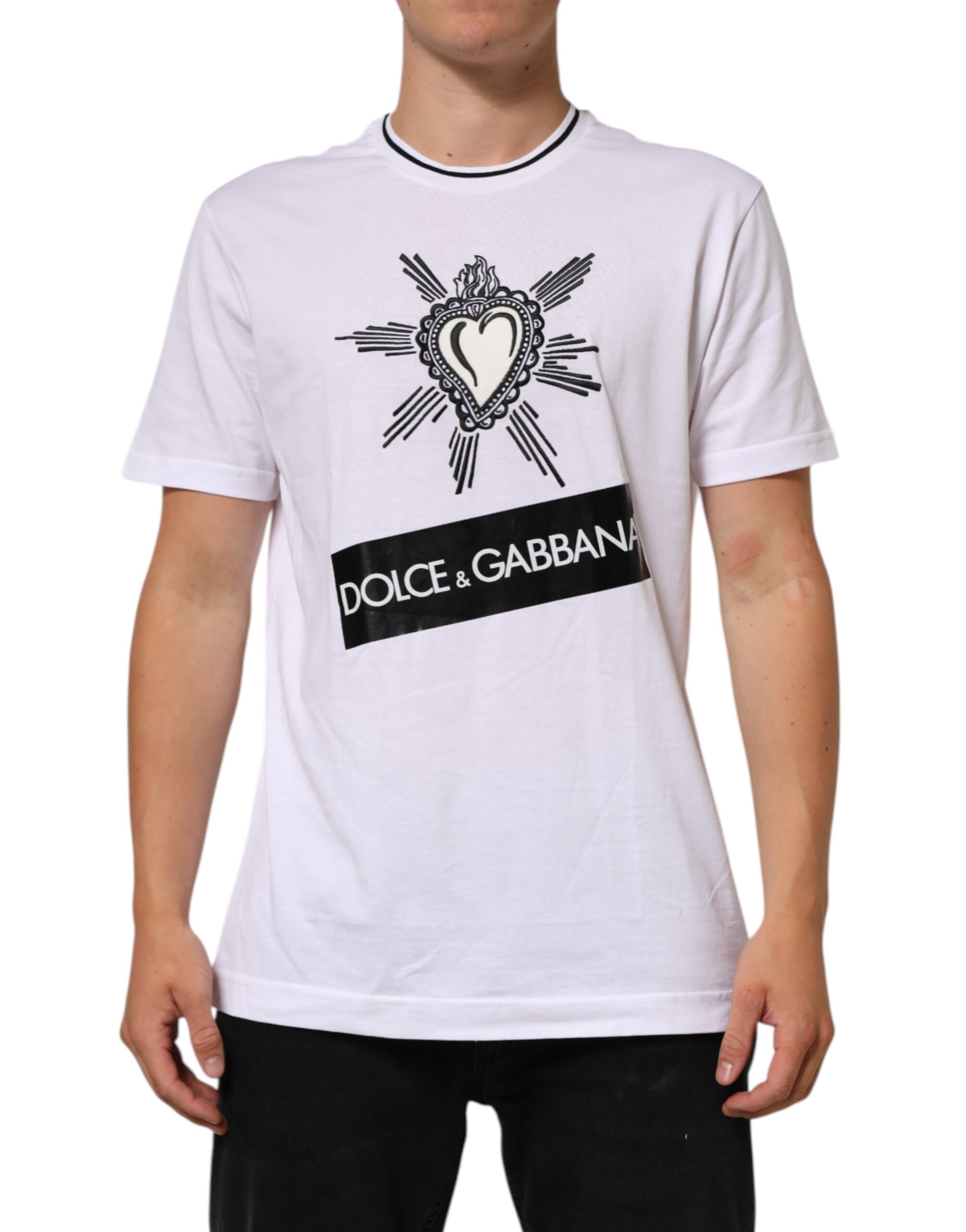Белая мужская футболка с коротким рукавом Sacred Heart Dolce & Gabbana, белый