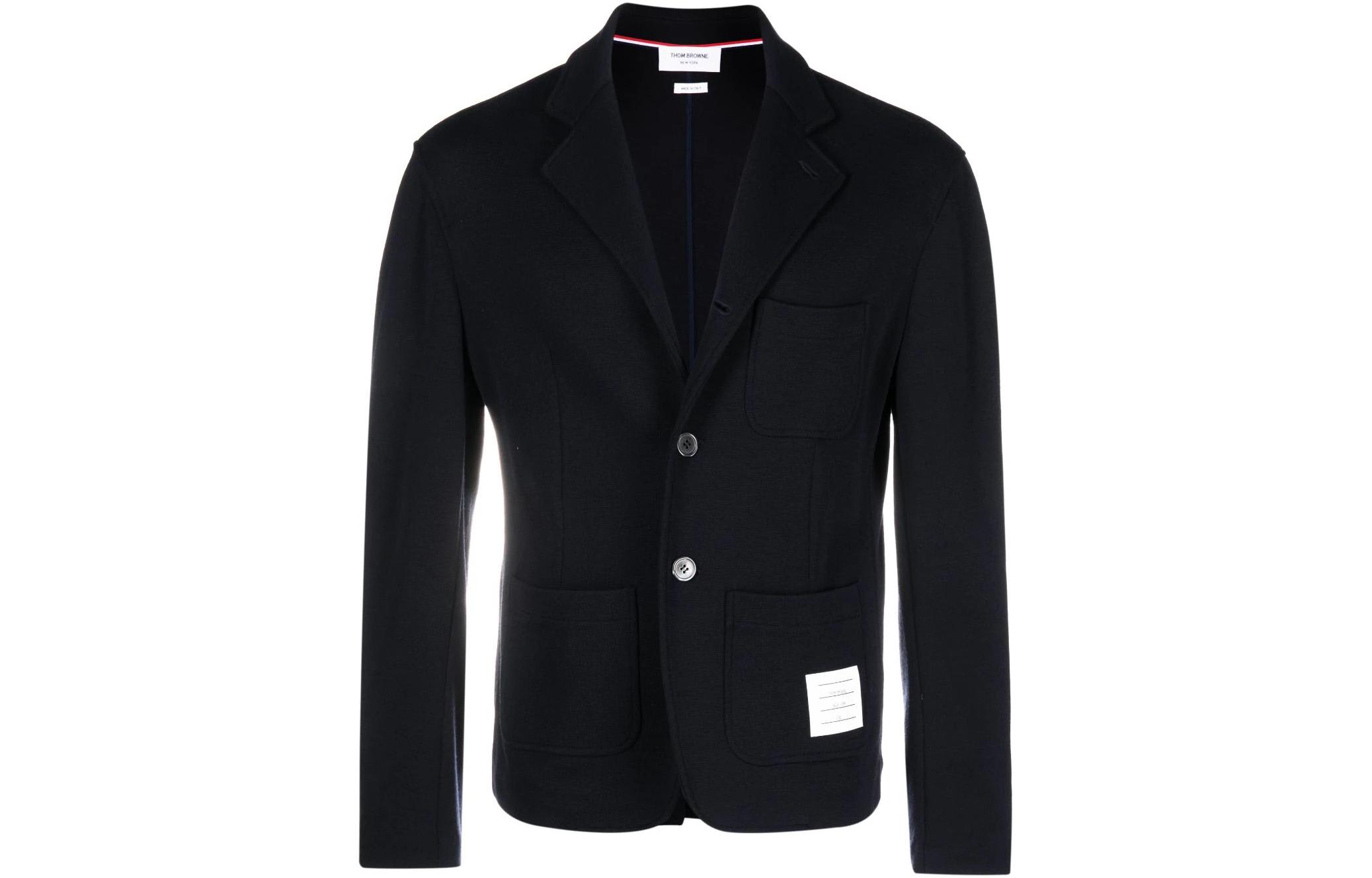 

THOM BROWNE Однобортный пиджак с нашивкой-логотипом, Blue