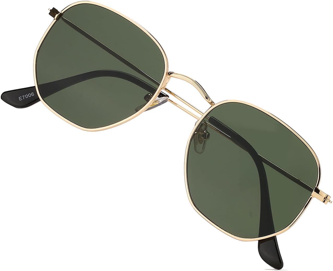 

Солнцезащитные очки HJSTES маленького размера с поляризацией, модные, в шестиугольной металлической оправе, с зеркальными линзами и защитой от УФ-излучения, A02 Gold/Green