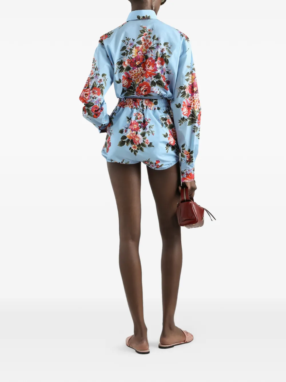 Шорты с цветочным принтом и кулиской Dolce & Gabbana, синий — фото 3