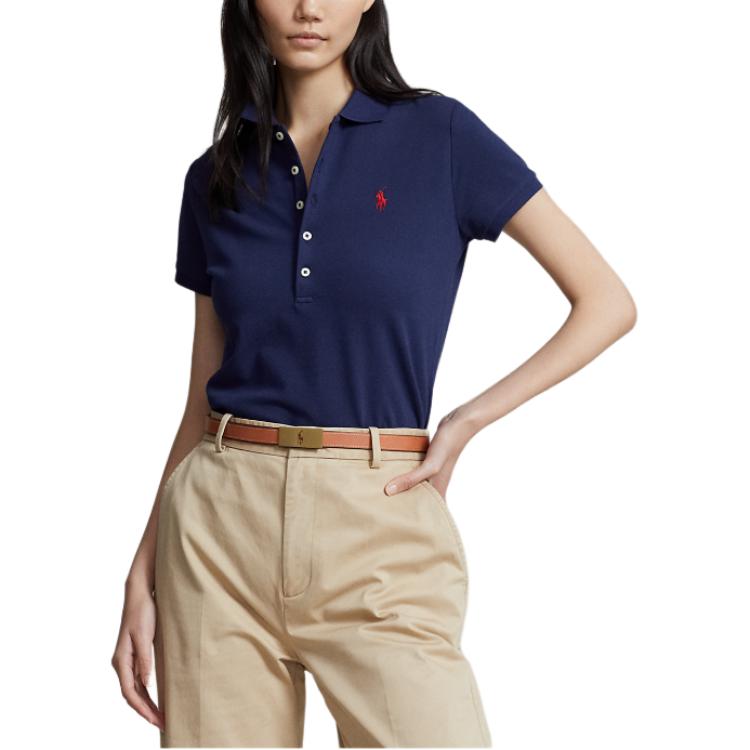 Футболка поло женская тёмно-синяя Polo Ralph Lauren — фото 4