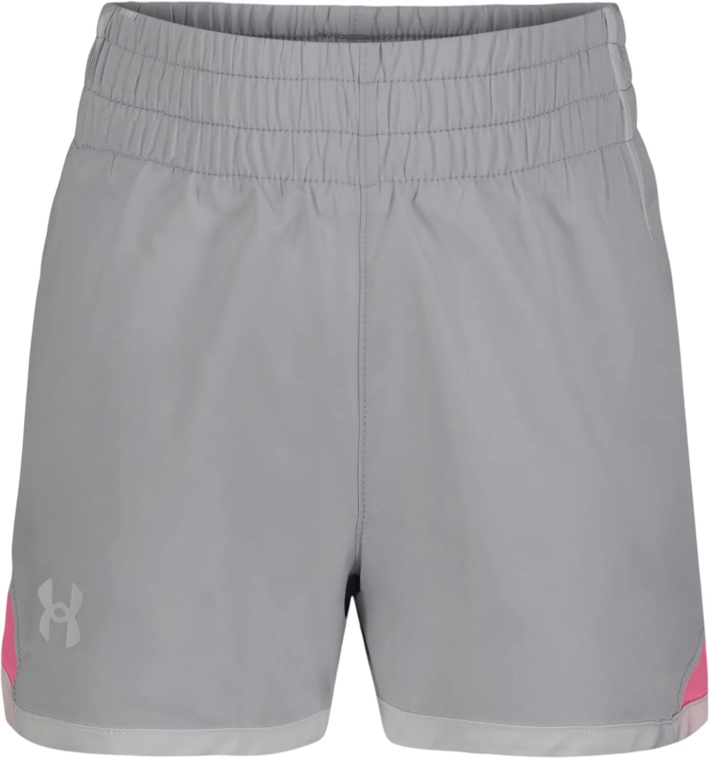 Детские шорты Under Armour Fly By, эластичный пояс, логотип, легкий материал, Halo Gray/Pink