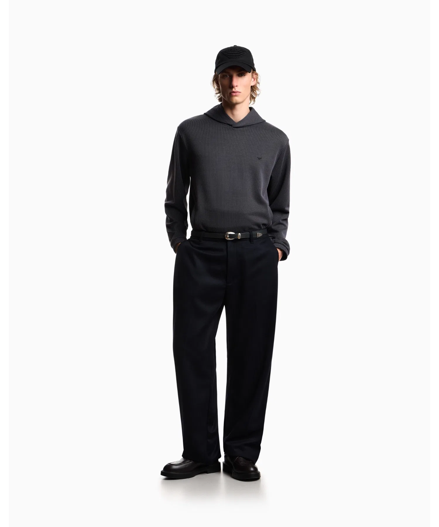 【Emporio Armani】 Толстовка с капюшоном и отделкой из репсовой ленты в стиле «пластинчатый принт» — фото 4