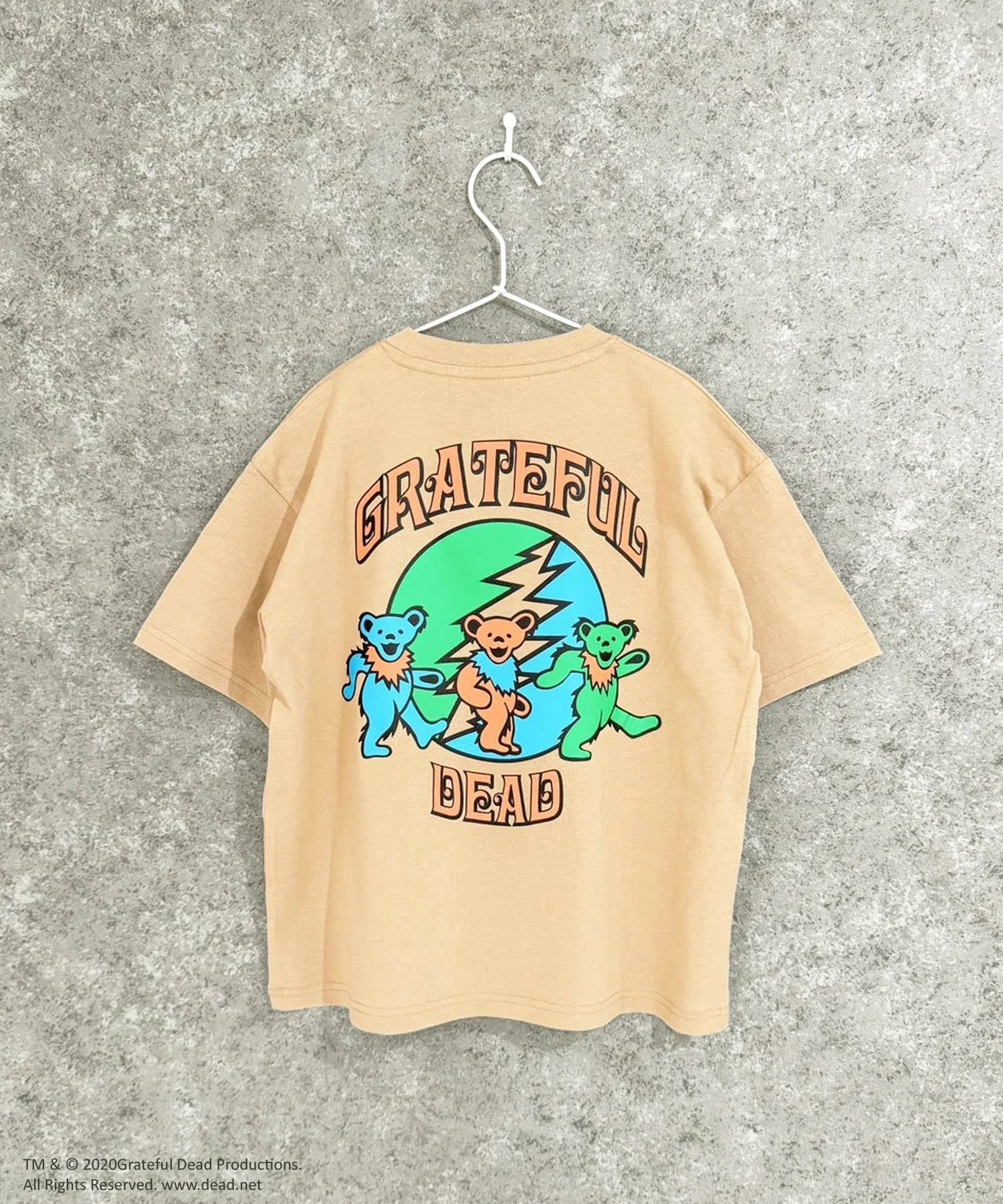 Детская футболка Grateful Dead с принтом танцующего медведя бежевая