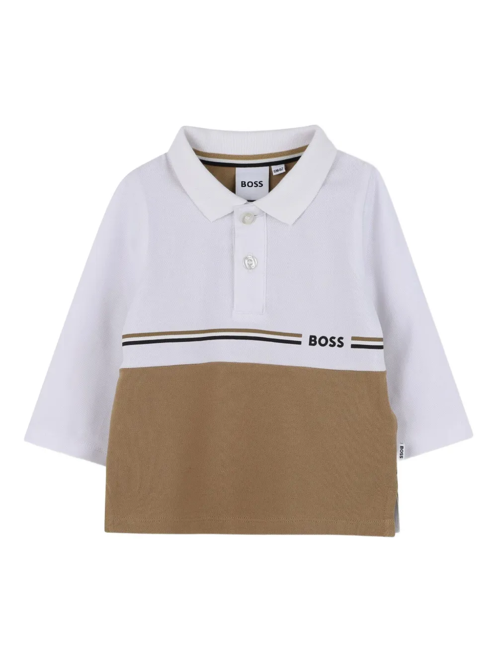 

Рубашка поло со вставками и длинными рукавами BOSS Kidswear, белый