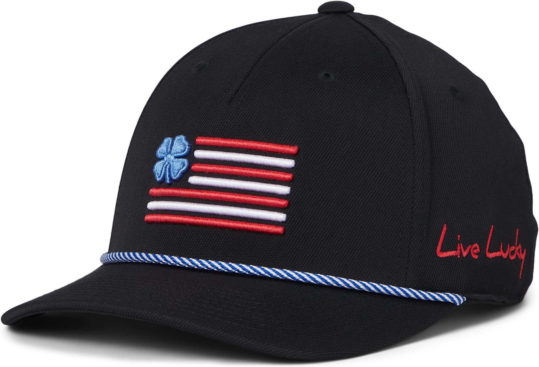 

Бейсболка Black Clover Clover Nation 28 Adjustable Hat, цвет Black Hat/Red/White/Blue Nation Flag
