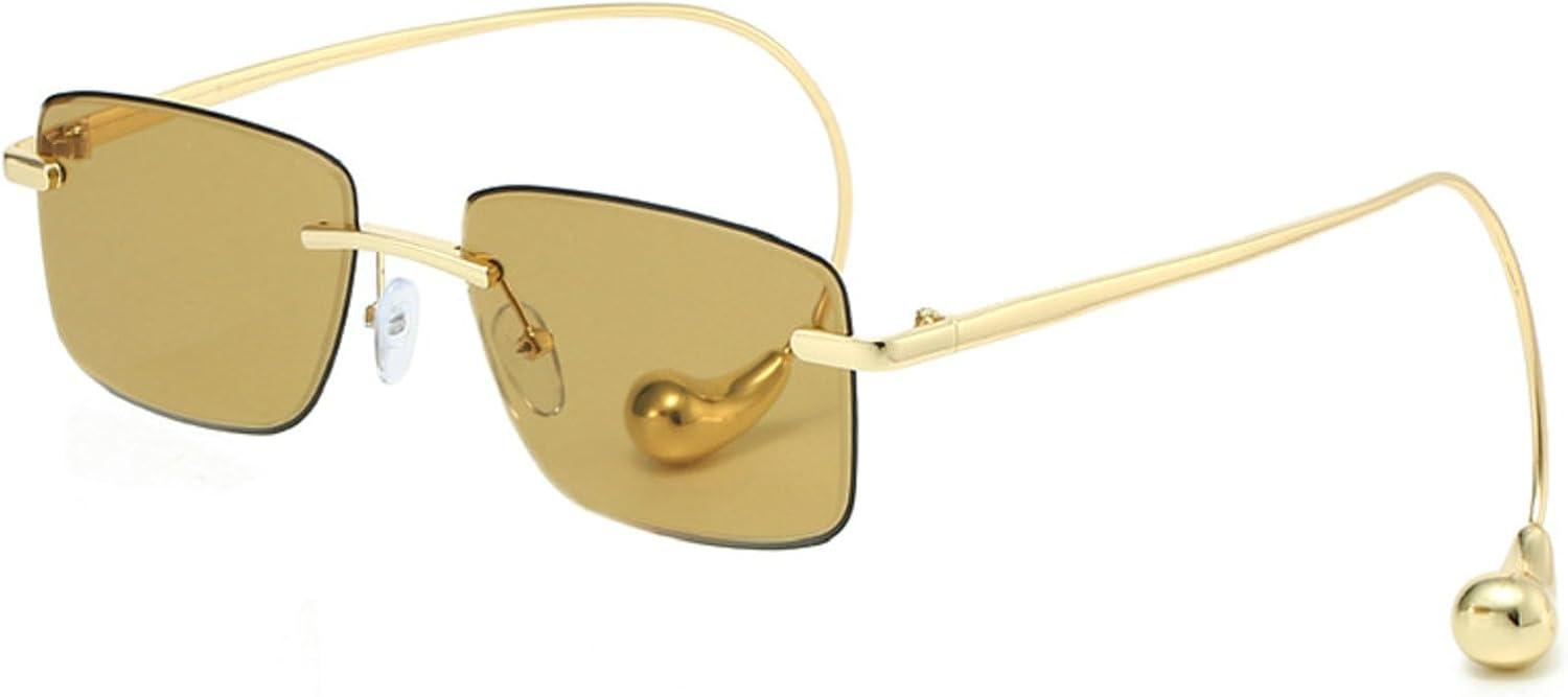 

Квадратные безрамочные солнцезащитные очки-пилот в стиле панк с заушниками, роскошные модные металлические очки для женщин, винтажные, с защитой от УФ-излучения UV400 mincl, Brown