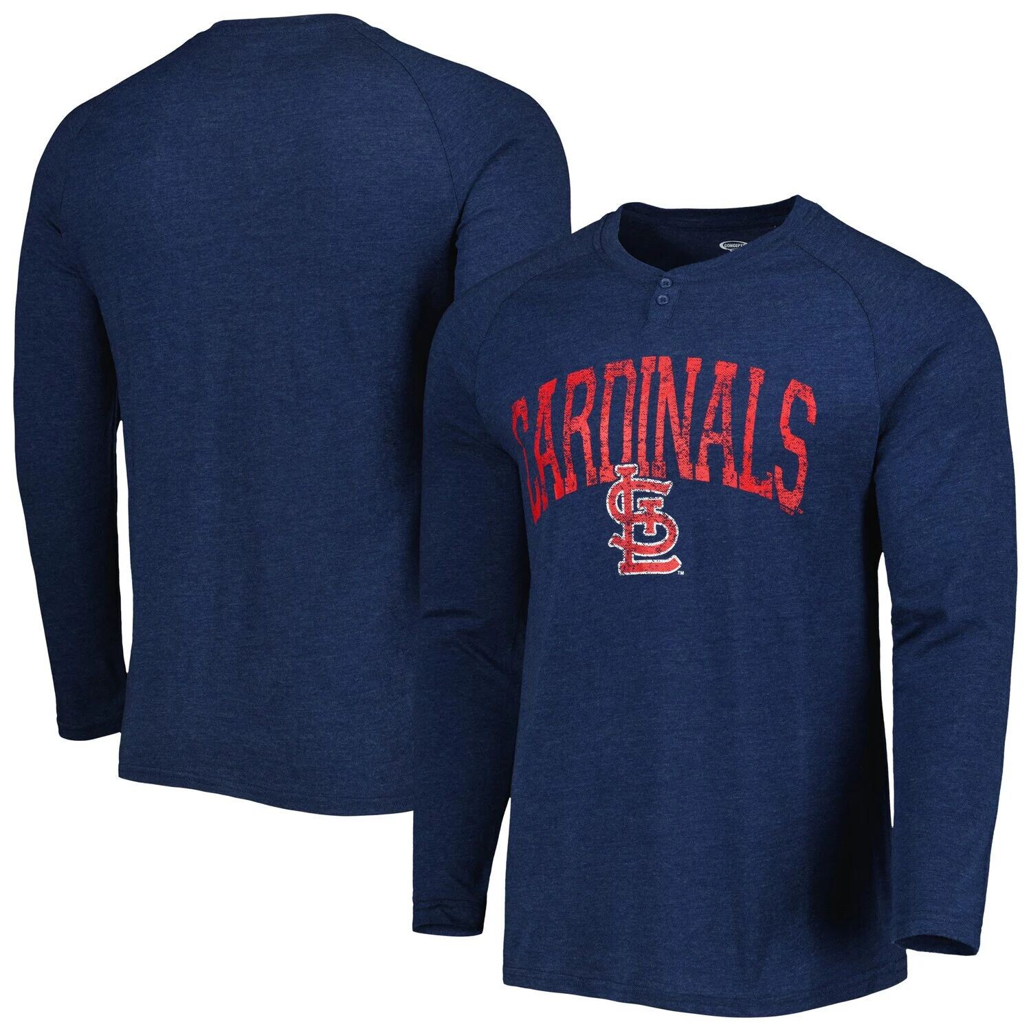 

Мужская футболка Concepts Sport Heather Navy St. Louis Cardinals Inertia Raglan с длинными рукавами и надписью Henley