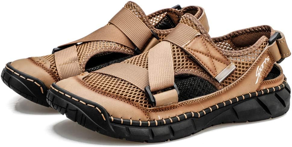 

Мужские летние закрытые сандалии с дышащей резиновой подошвой, повседневные с вырезами, легкие пляжные тапочки на плоской подошве, водонепроницаемые Asifn, коричневый