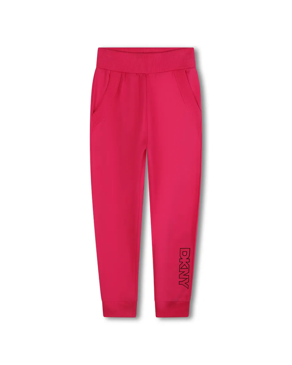 

Хлопковые спортивные брюки с логотипом на штанине DKNY, розовый