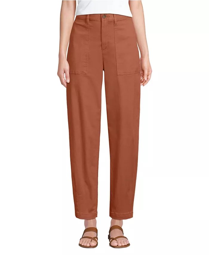 

Женские чинос высокие бочкообразные утилитарные укороченные брюки Lands' End, оранжевый