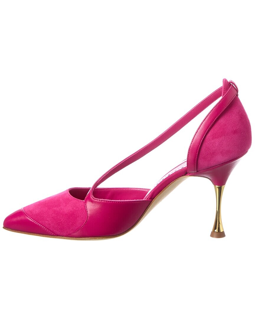 

Manolo Blahnik Repim 90 Туфли из кожи и замши, розовый