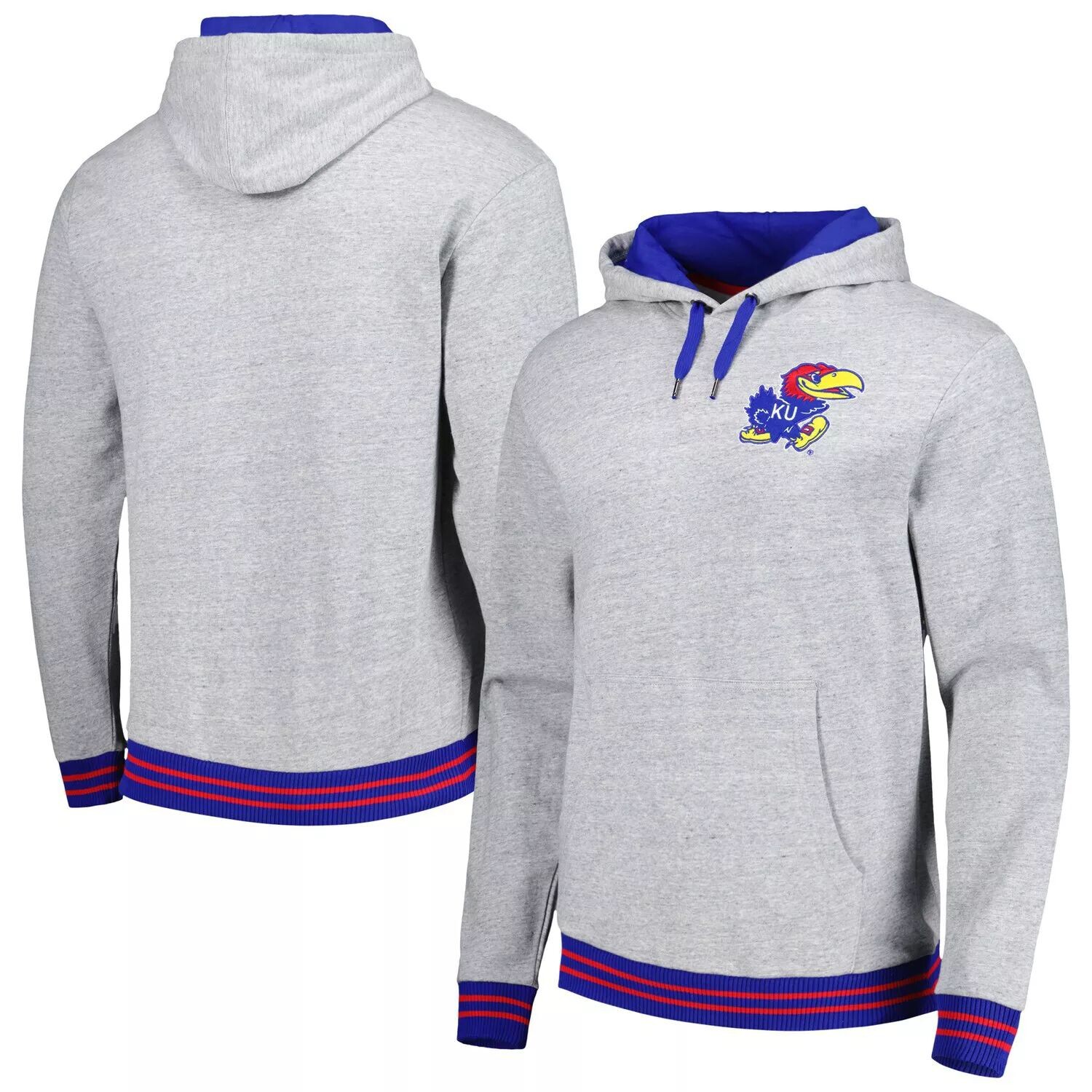 

Мужской пуловер с капюшоном Mitchell & Ness Heather Grey Kansas Jayhawks