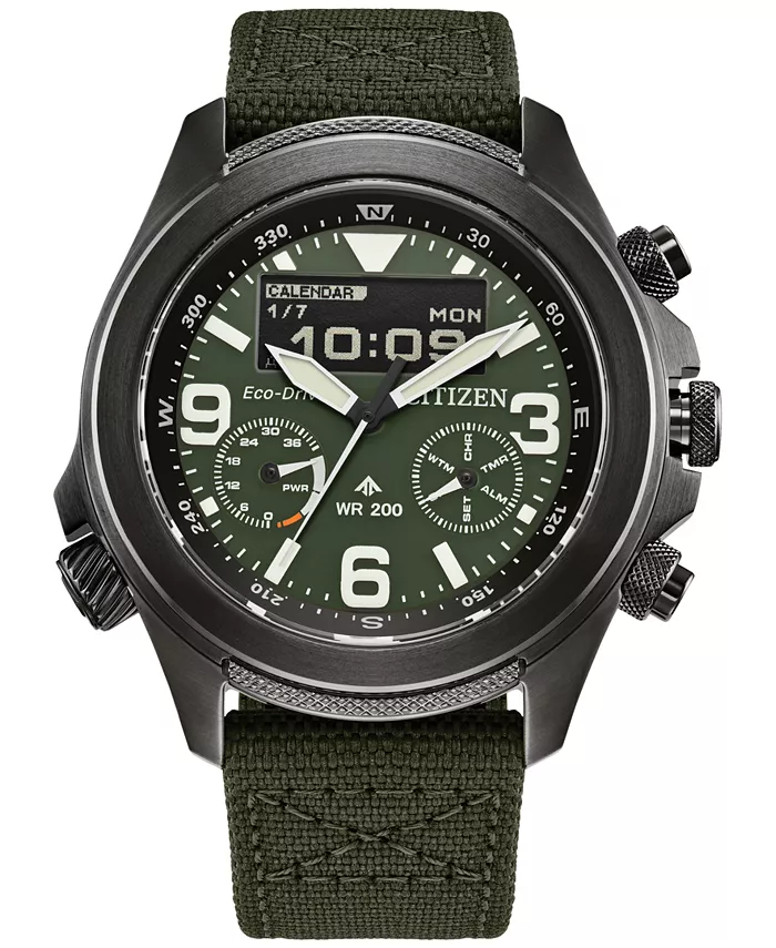 

Мужские часы Eco-Drive Chronograph Promaster с зеленым ремешком из CORDURA, 44 мм Citizen