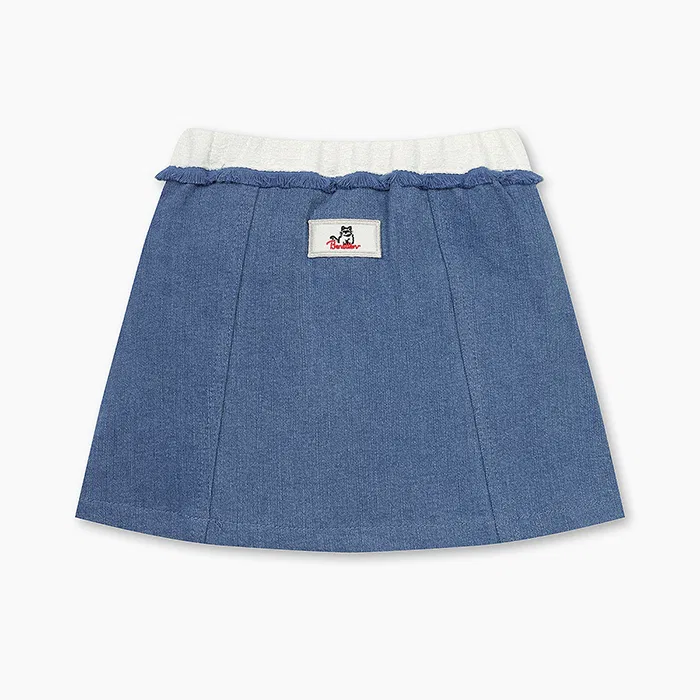 Детская джинсовая юбка с твидовыми вставками синяя от Benetton Kids — фото 2