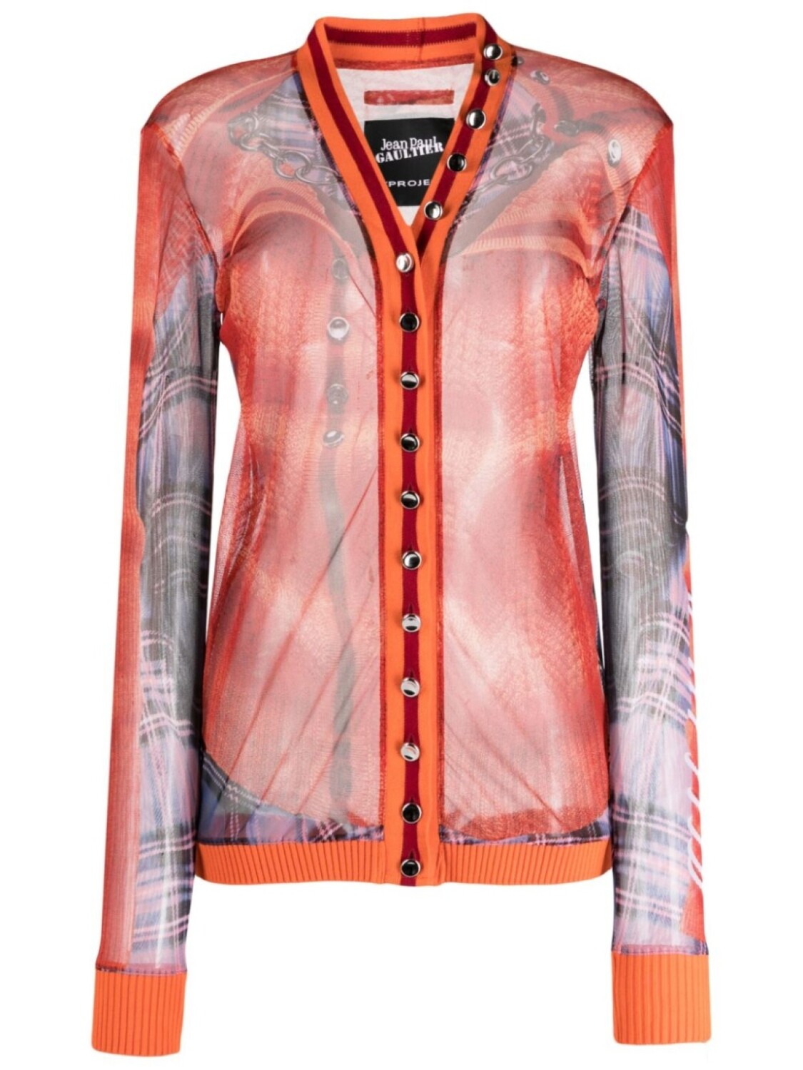 

Y/Project рубашка с эффектом тромплей из коллаборации с Jean Paul Gaultier, оранжевый