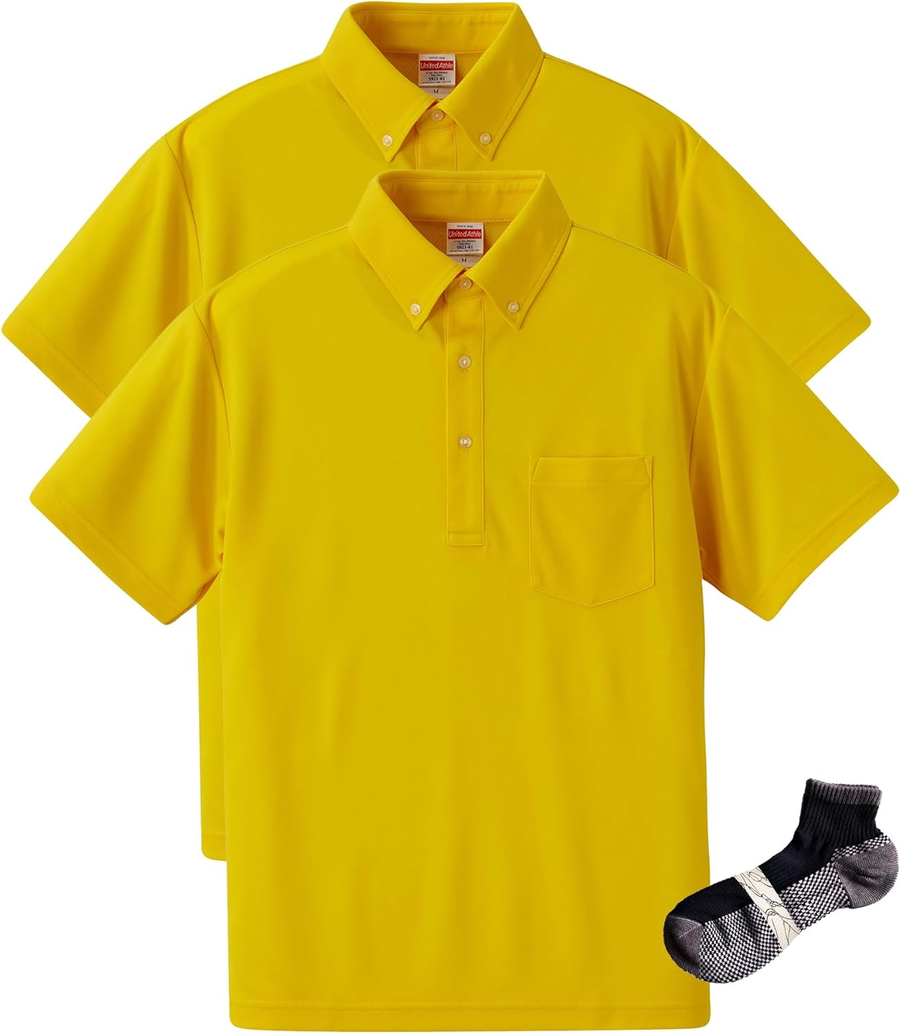

Мужская спортивная рубашка-поло UnitedAthle 592101 Dry с карманами, 113 г (на пуговицах) United Athle, канареечно-желтый