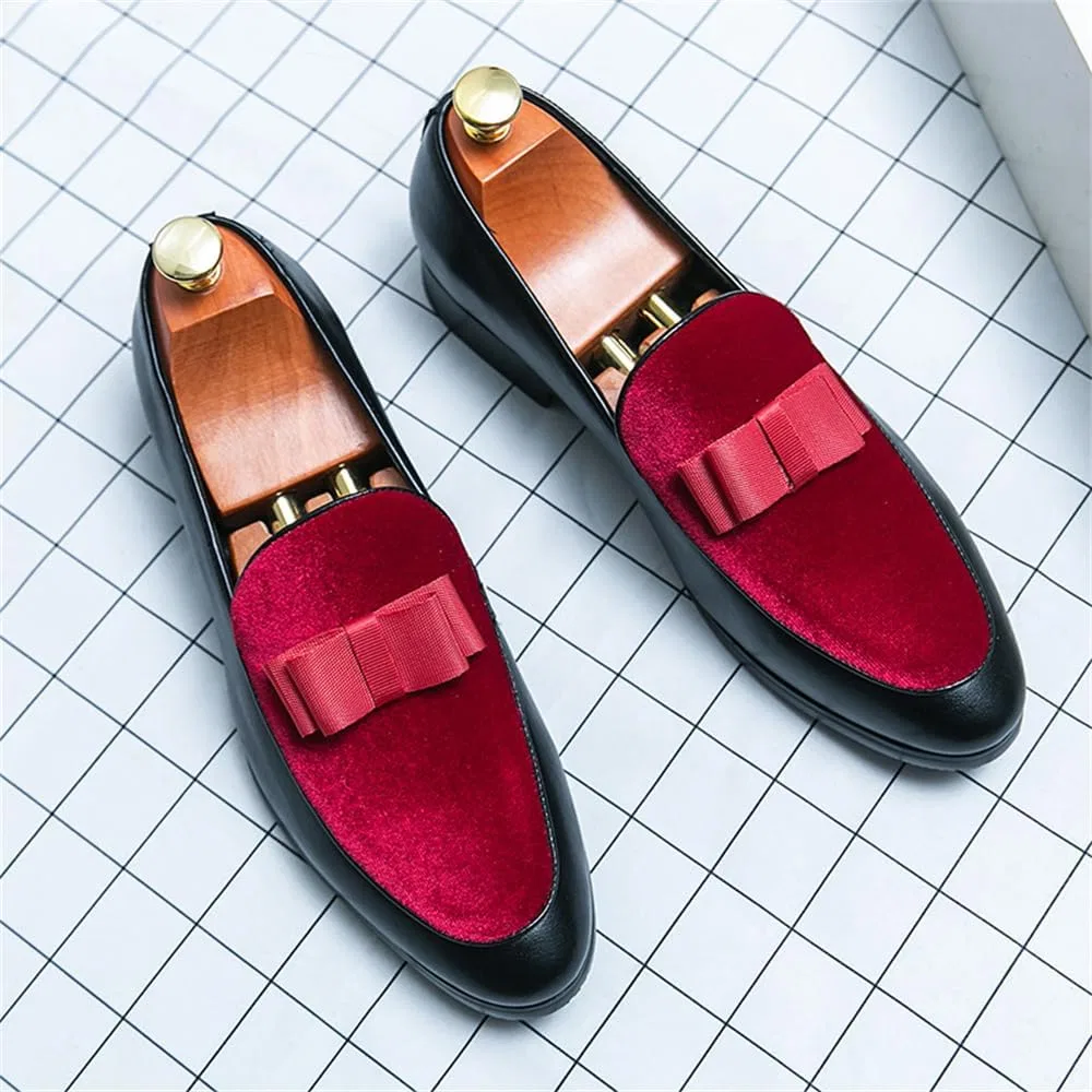 Лоферы мужские CHUUMEE Loafers Velvet Driving Shoes, черный/красный — фото 4