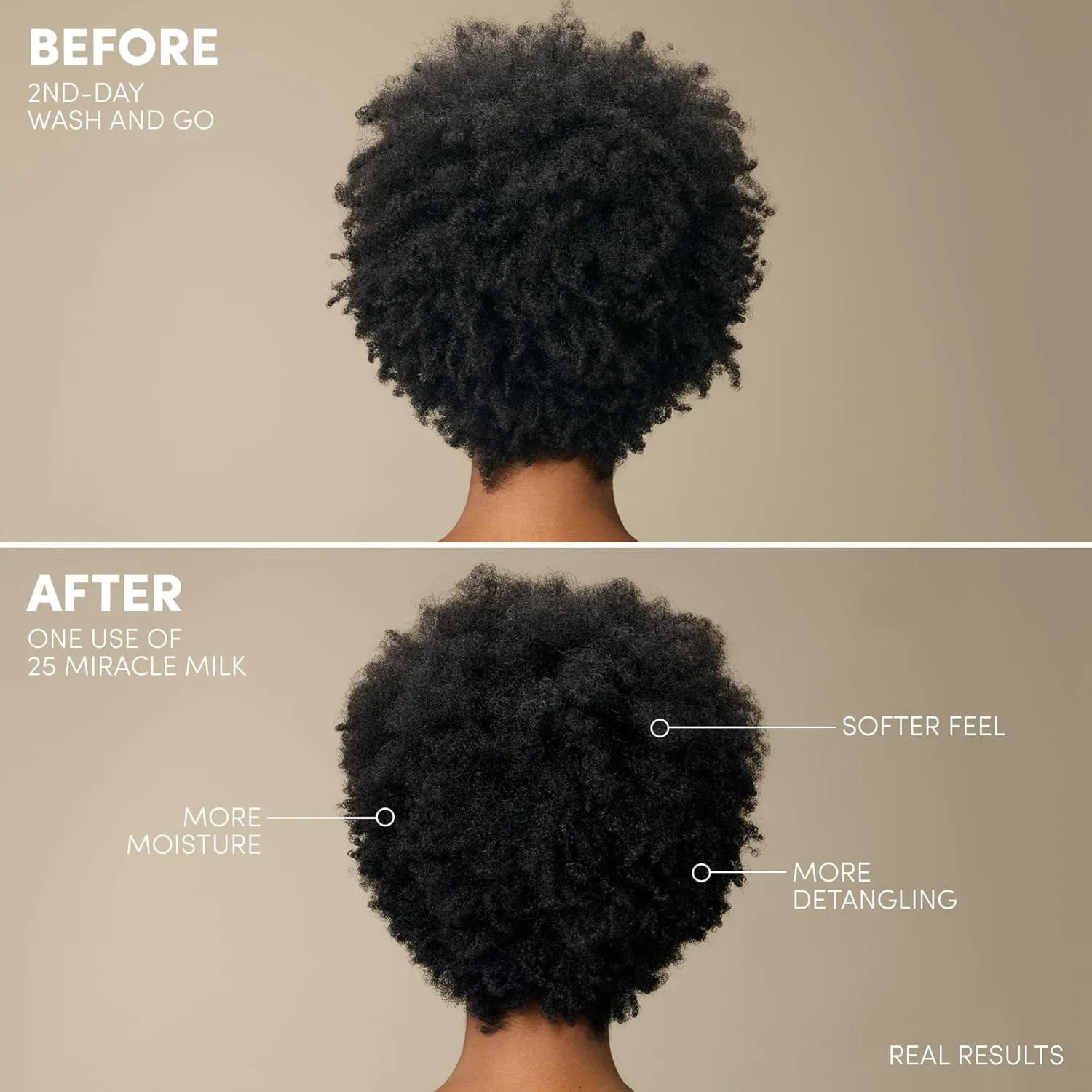 Mizani 25 Benefit Miracle Milk - несмываемый кондиционер для кудрявых волос, с кокосовым маслом, спрей для распутывания кудрей, термозащита против пушистости, без сушащих спиртов, без парабенов. 399 мл (.), black — фото 4