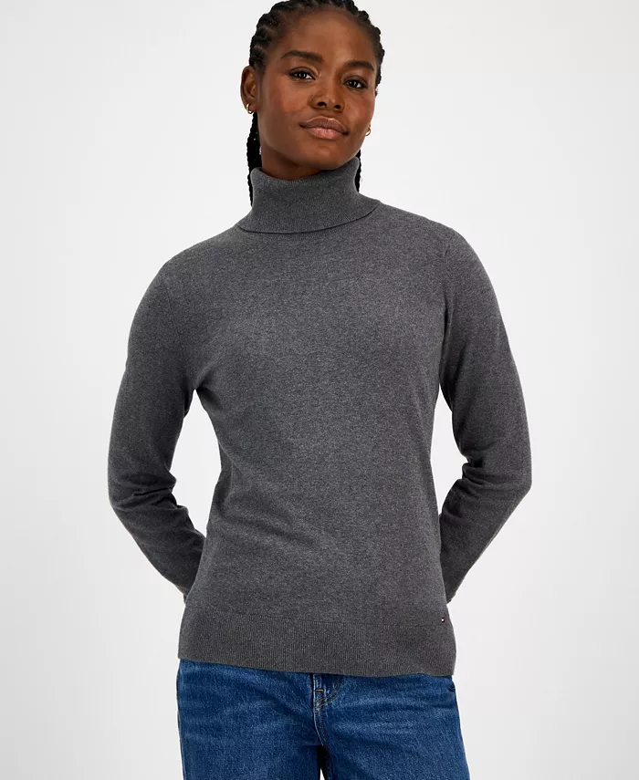 

Женский хлопковый водолазка свитер Tommy Hilfiger, серый