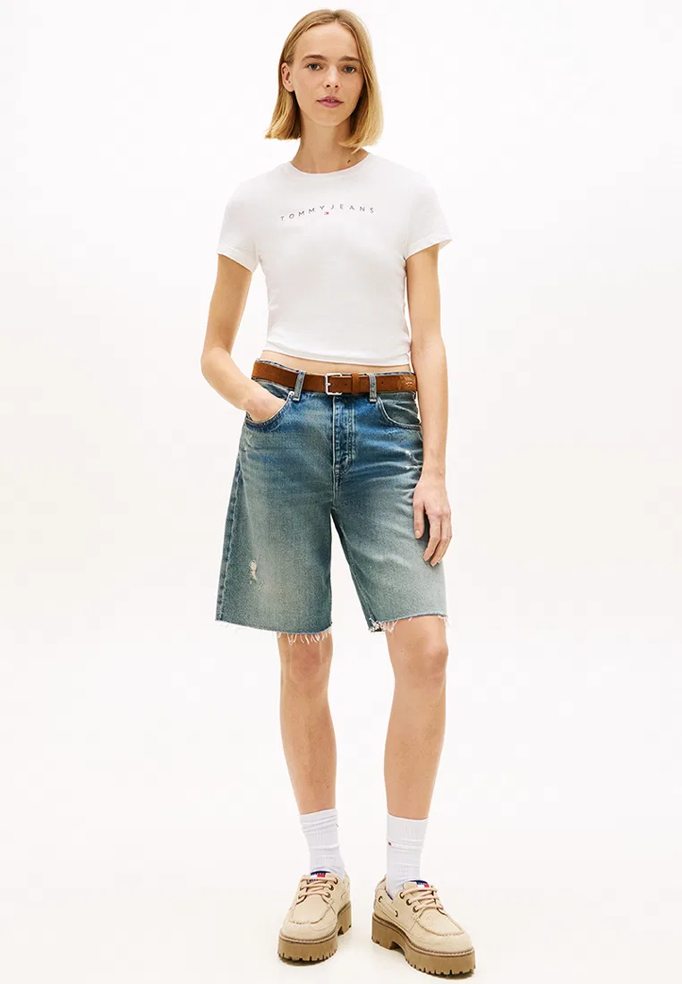Футболка, Slim Linear, Tommy Jeans Tommy Hilfiger, экрю — фото 4