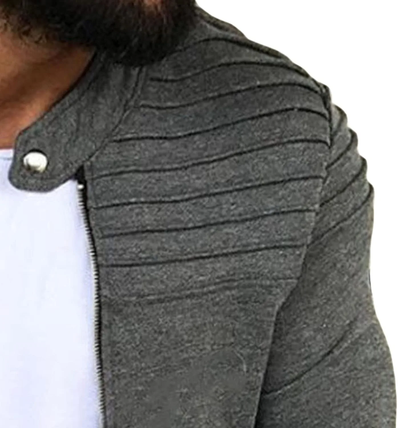 Мужской кардиган с воротником стойкой и молнией, Slim Fit, с длинными рукавами и карманами — фото 3