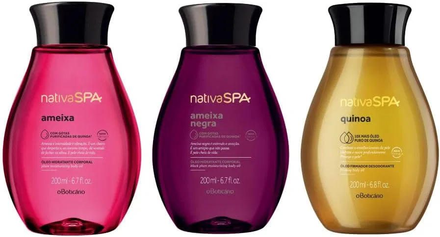 Набор масел для тела O BOTICARIO Nativa Spa, 3 шт по 200 мл, Amexa, Black Plum, Quinoa