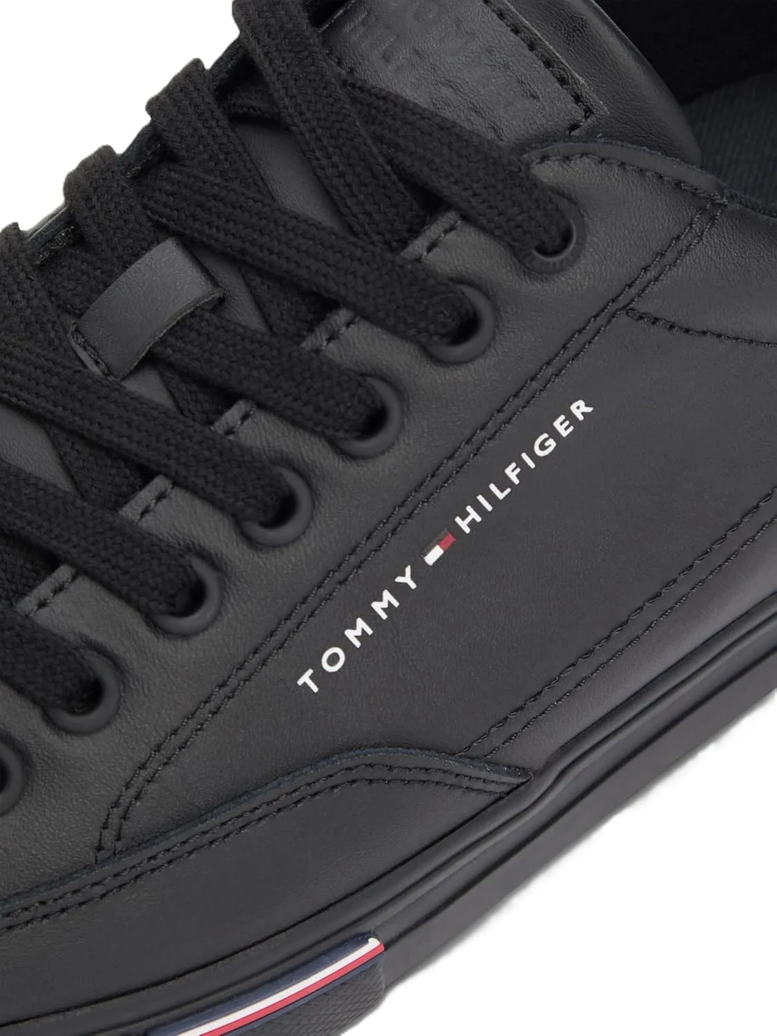 Мужские низкие кеды Tommy Hilfiger Vulc Core RWB с длинными шнурками LTH Fm0fm05814, черный — фото 2