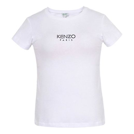 

Футболка (WMNS) KENZO Slim Fit Round Neck Short Sleeve T-Shirt 'White', белый