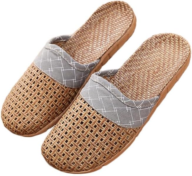 

Унисекс тапочки JadeRich из плетеной ротанговой травы, летние удобные легкие шлепанцы из льняной соломы, домашние слайд-сандалии, серый