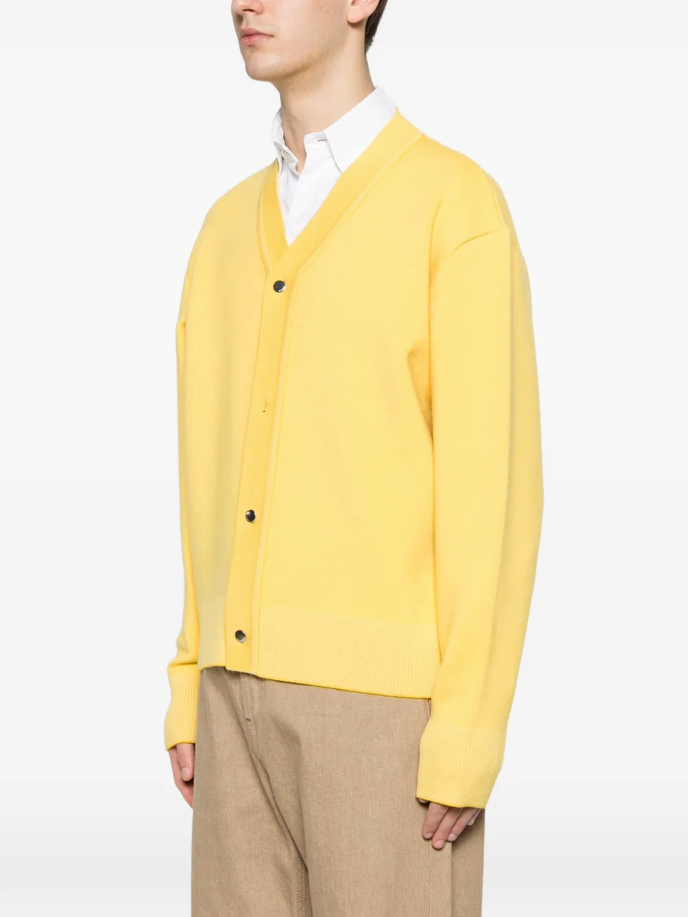 Кардиган Doppio с V-образным вырезом и застежкой на пуговицы Jacquemus, желтый — фото 3