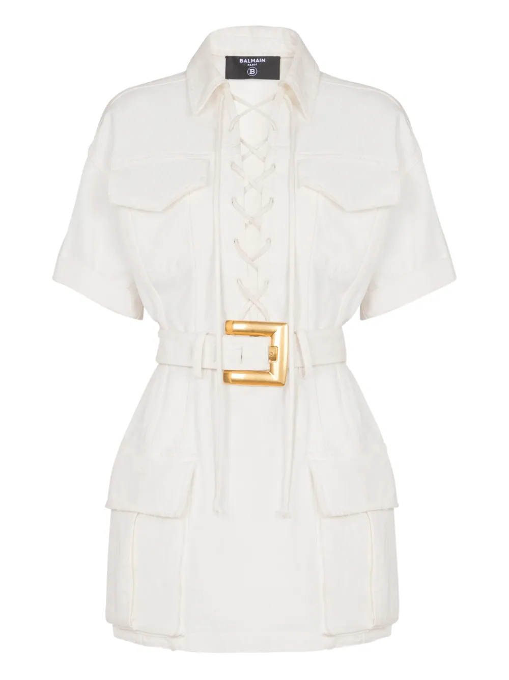 

Платье мини из канваса BALMAIN, белый