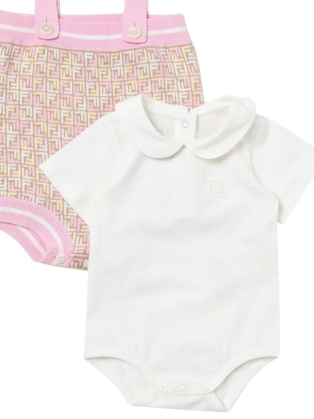 Боди в полоску с логотипом FF Fendi Kids, белый — фото 3