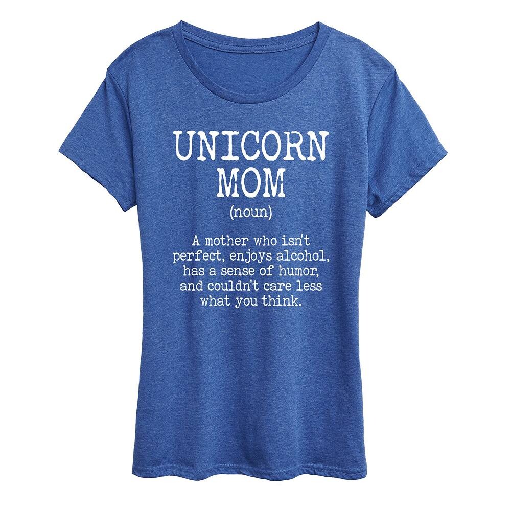 

Женская футболка с рисунком Unicorn Mom Definition, цвет Heather Royal Blue