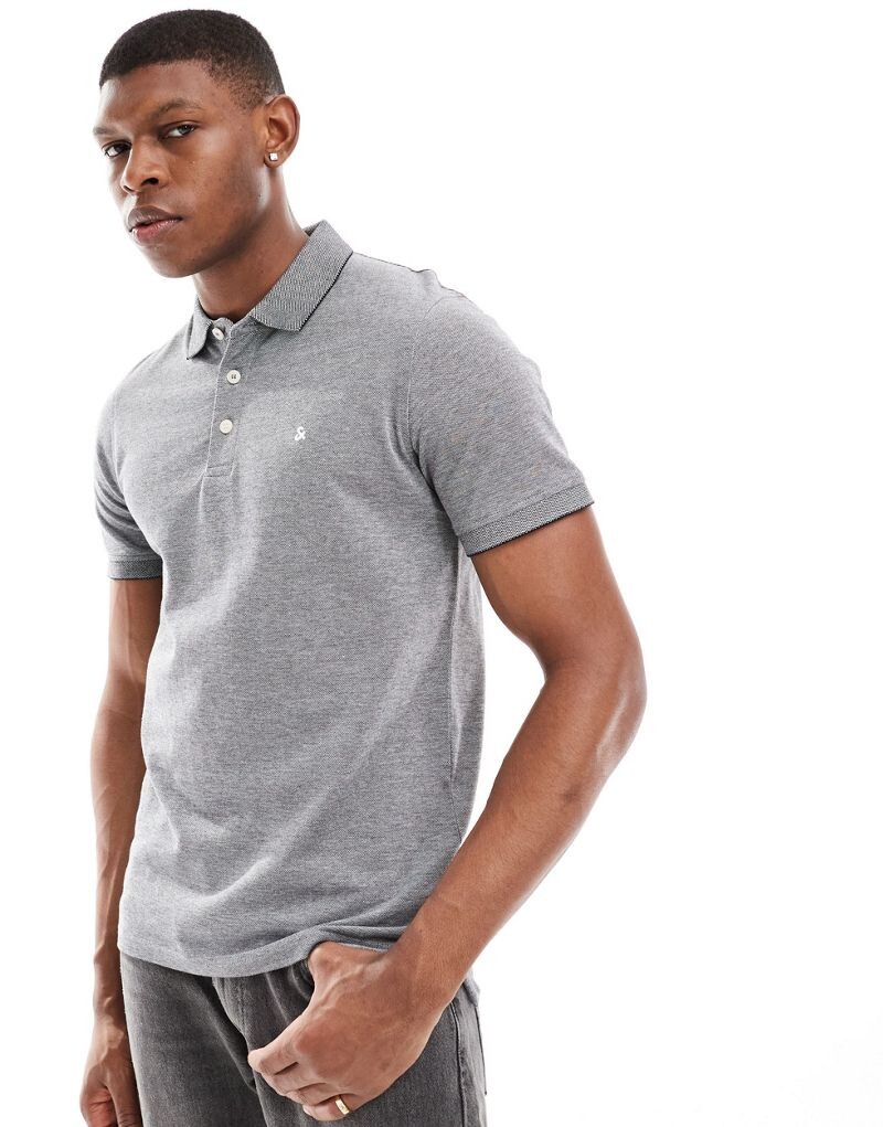 

Серое поло из пике Jack & Jones