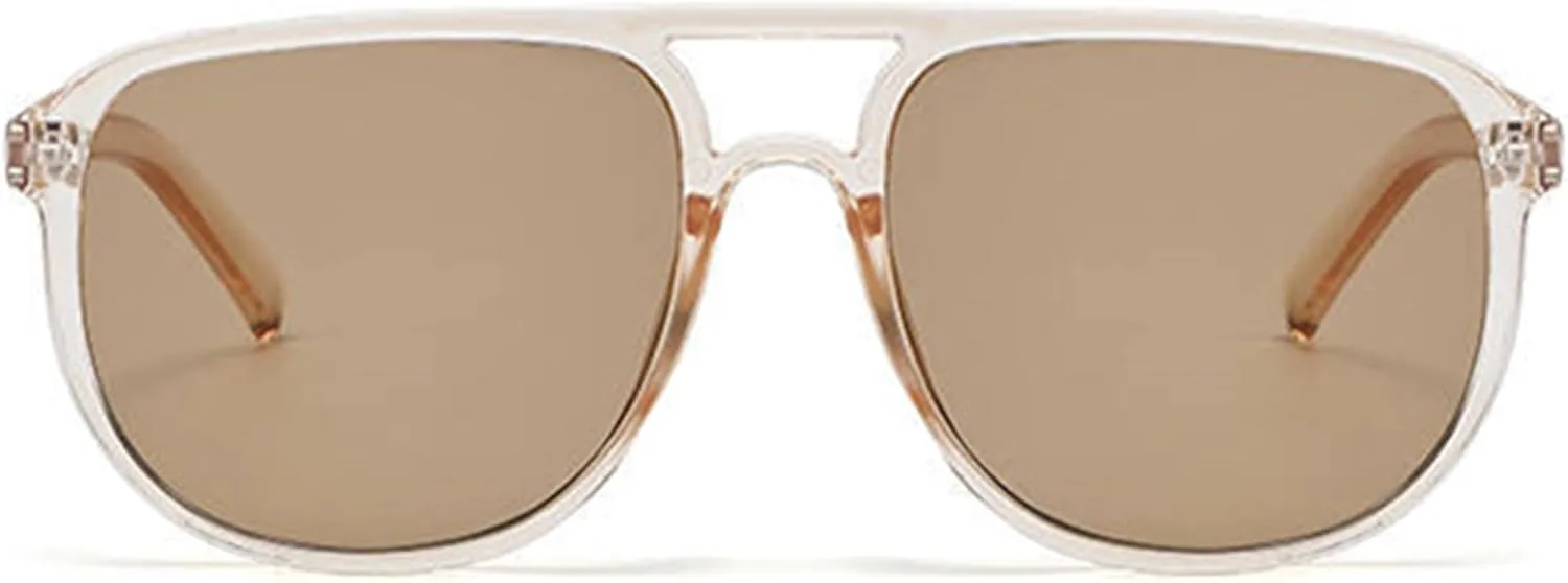 

Солнцезащитные очки Bullabulling Retro Pilot для женщин и мужчин, модель 2026, квадратная форма, солнцезащитные очки в стиле 70-х, винтажные, легкие, Clear/Tea