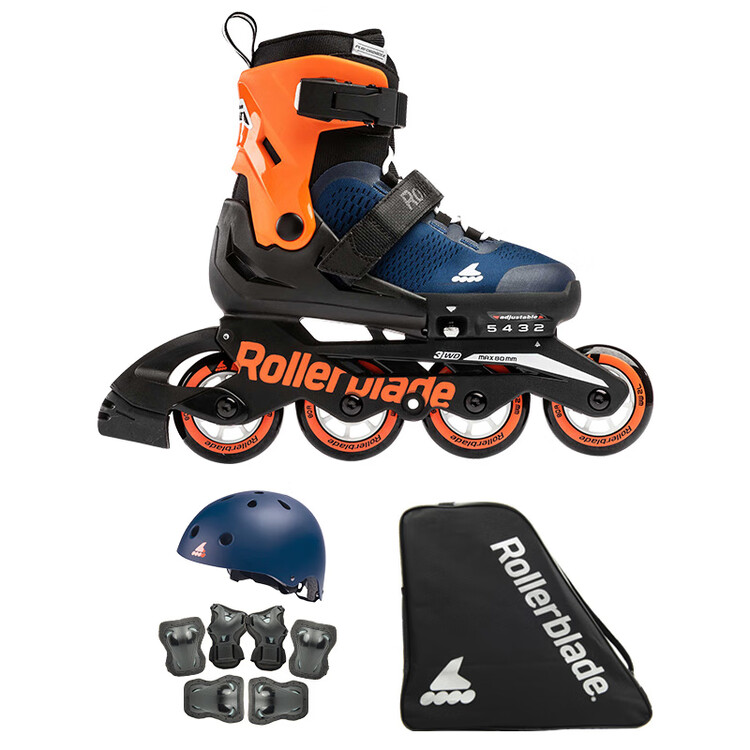

RollerBlade Детские роликовые коньки с регулируемым размером, Midnight Blue/Warm Orange (Premium Set B), размер L (36.5-40.5 см)