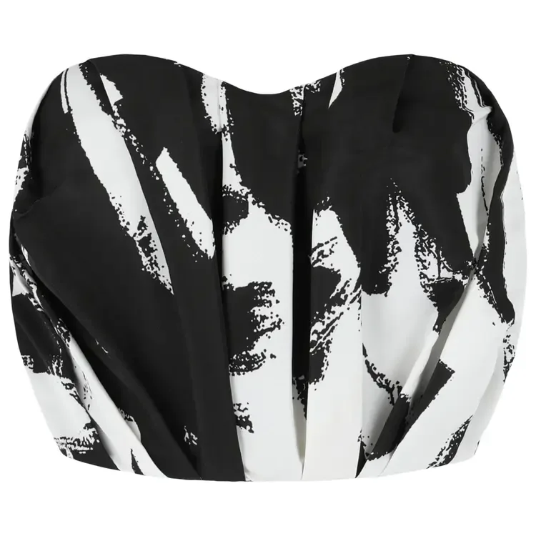 Топ-бюстье Alexander McQueen Graffiti в черно-белом цвете