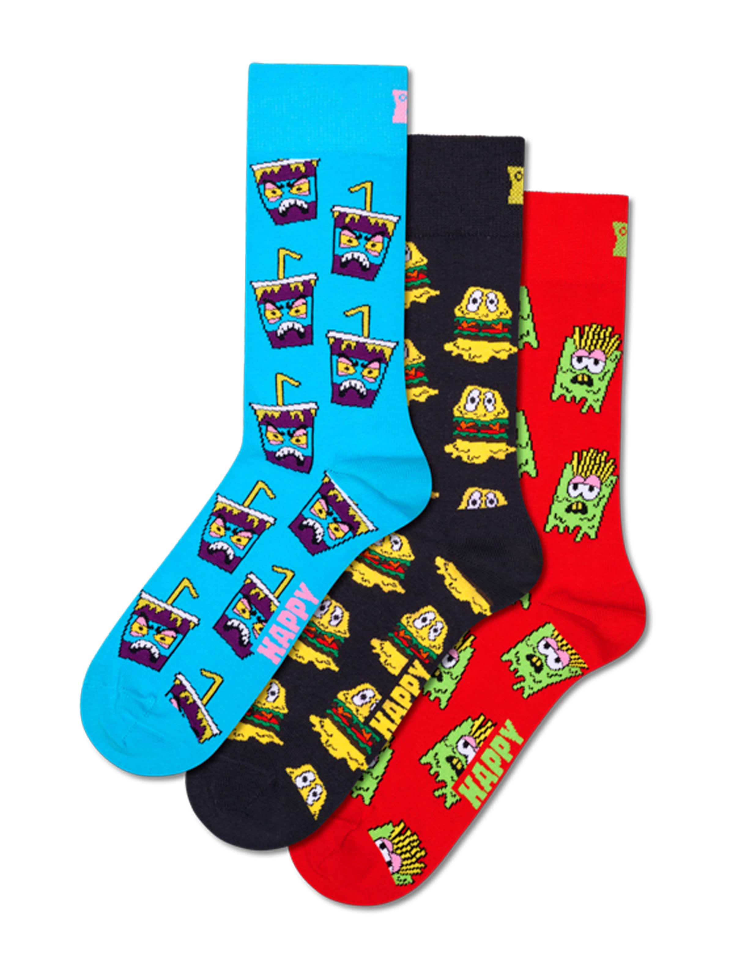 

Happy Socks Носки 'Hangry Meal' в цвете Sky Blue, Red, Black