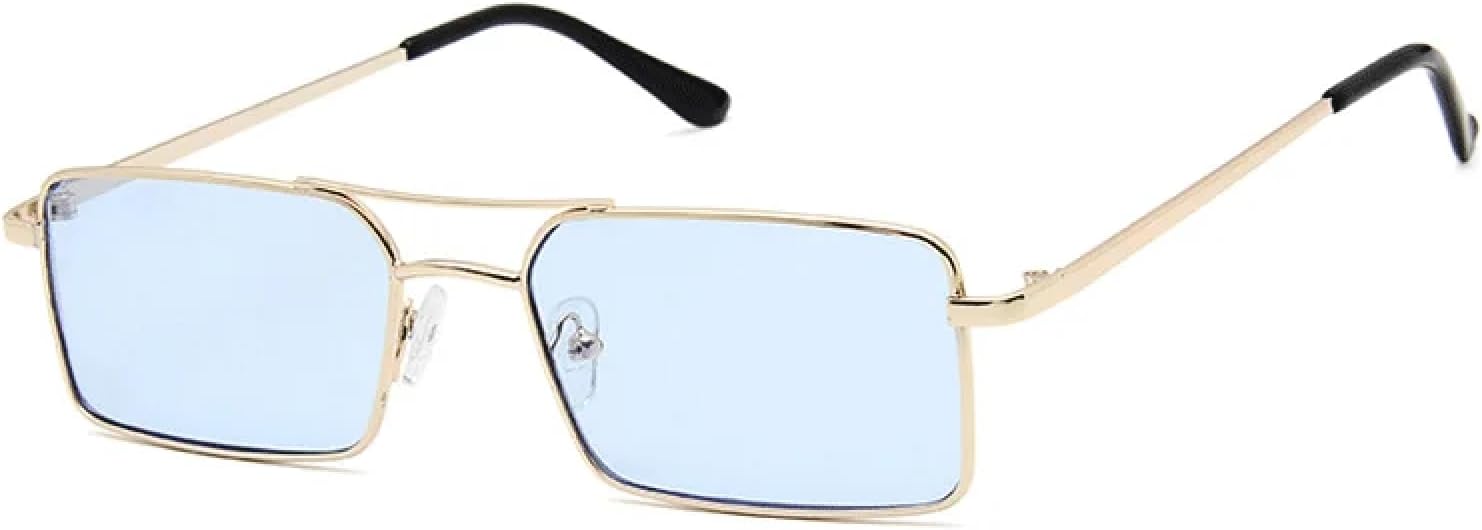 

Солнцезащитные очки с защитой UV400 | Металлическая двойная перемычка, стимпанк, линзы конфетных цветов | Для женщин и мужчин, для занятий спортом на открытом воздухе и вождения DSVIGF, Gold Blue