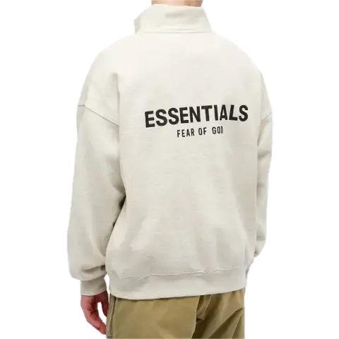 Топ Fear of God Essentials Mockneck Half Zip Sweatshirt 'Light Heather Oatmeal' — фото 2