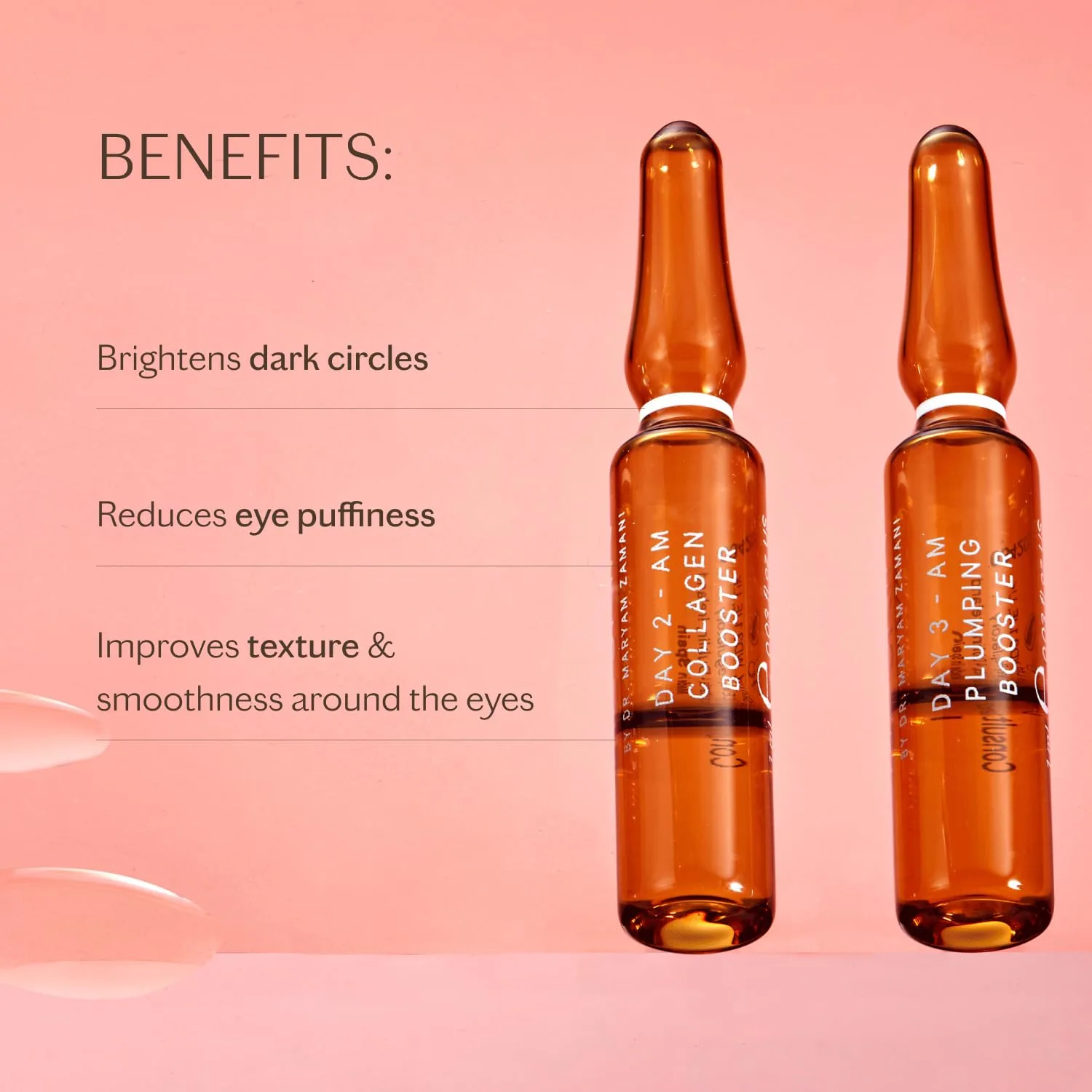 MZ SKIN Brightening Eye Ampoules, профессиональный 5-дневный интенсивный курс от темных кругов, морщин, отеков и мимических морщин с гиалуроновой кислотой для увлажнения и свежести под глазами, набор 10 ампул Mz Skin By Maryam Zamani Md — фото 2