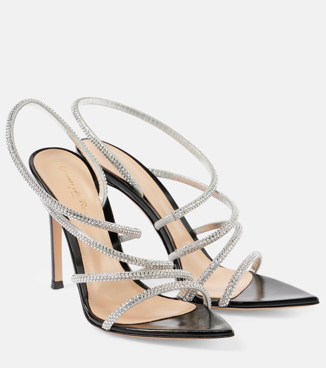 Кожаные сандалии Crystal Ettie Gianvito Rossi, цвет silver+black