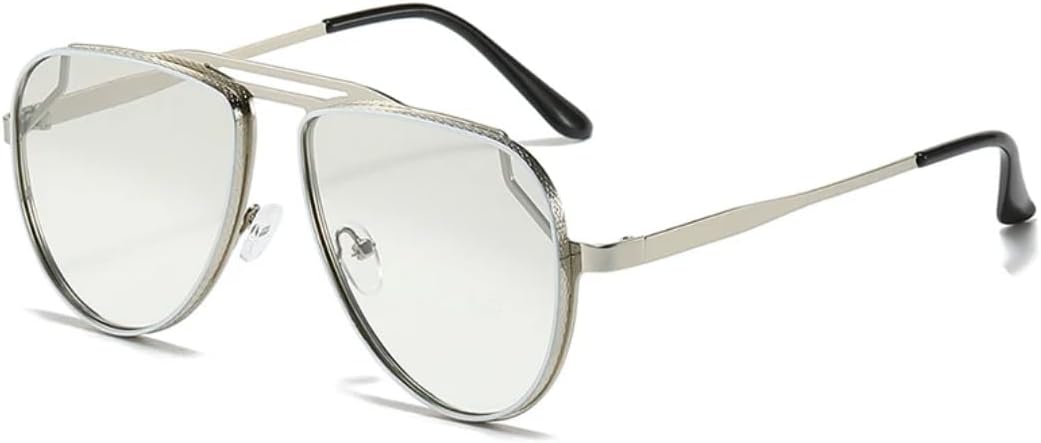 

Ретро-классические металлические солнцезащитные очки с двойной перемычкой для женщин, модные солнцезащитные очки с градиентным зеркальным покрытием, защита от УФ-излучения UV400 для мужчин generic, Silver Light Gray