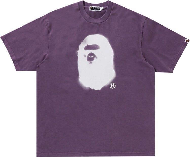 

Футболка BAPE Spray Ape Head Garment Dyed Relaxed Fit 'Purple', фиолетовый