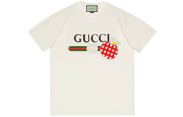Футболка Valentine's Day GUCCI, бежевый — фото 3